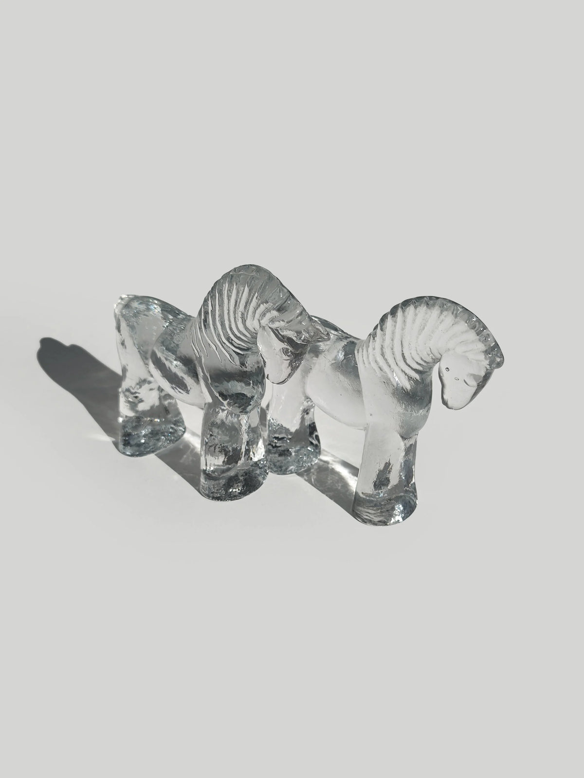 Vintage Glasskulptur "Duo of Horses" aus Klarglas