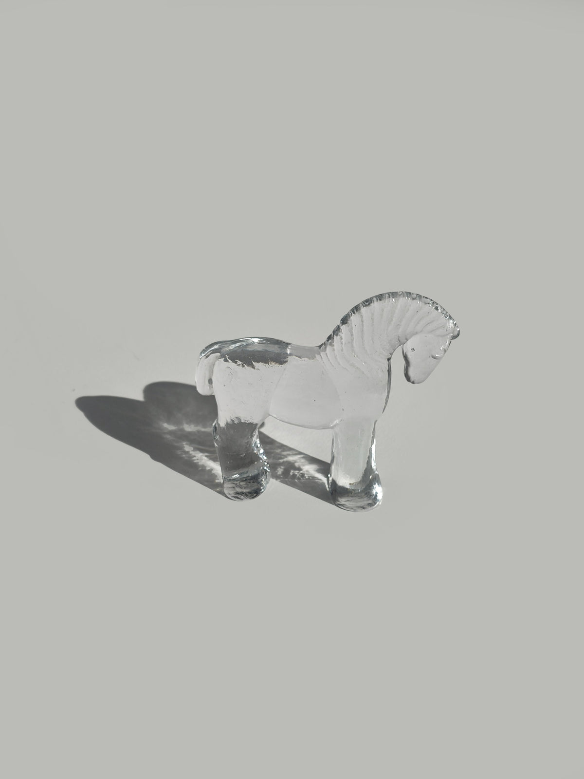 Vintage Glasskulptur "Duo of Horses" aus Klarglas