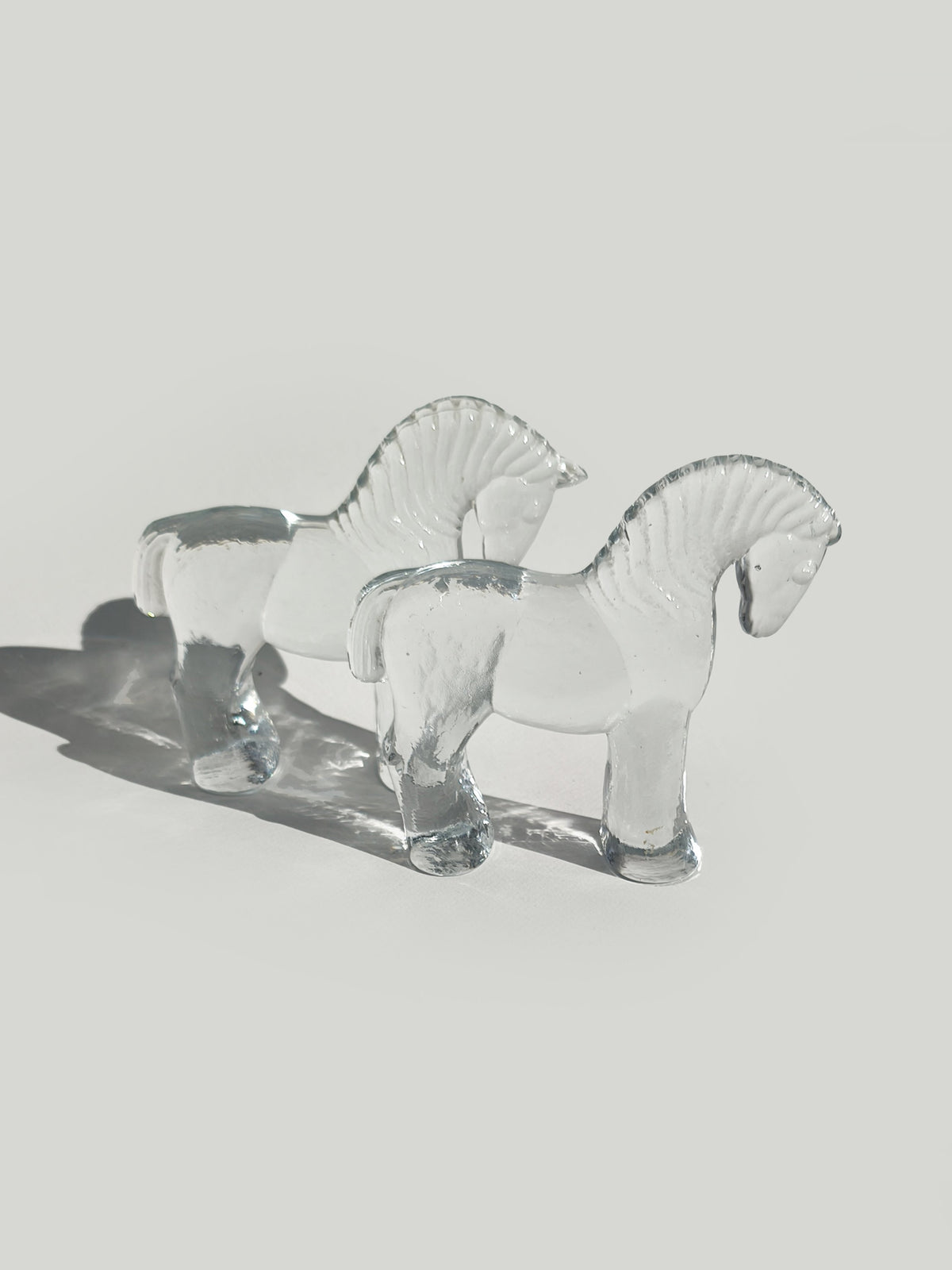 Vintage Glasskulptur "Duo of Horses" aus Klarglas