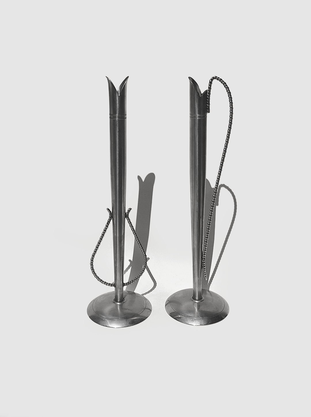 Set von 2 Vintage Vasen "Soliflore" aus Metall