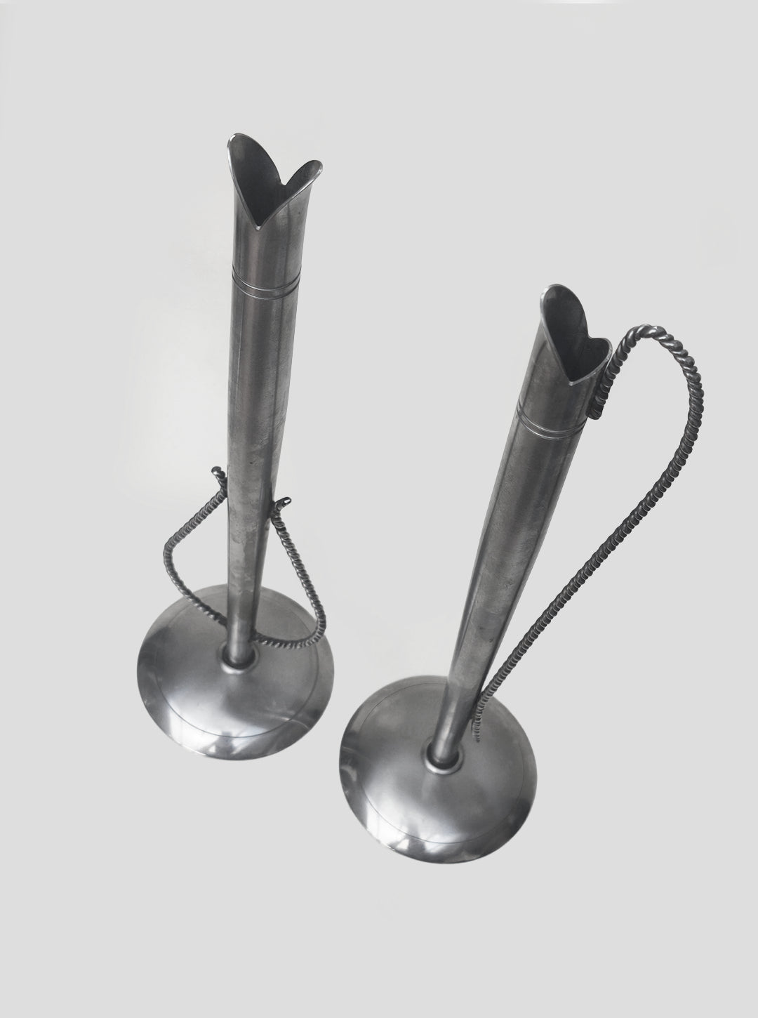 Set von 2 Vintage Vasen "Soliflore" aus Metall