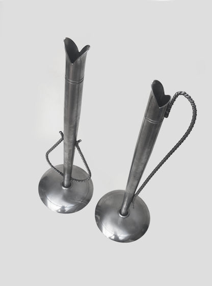 Set von 2 Vintage Vasen "Soliflore" aus Metall