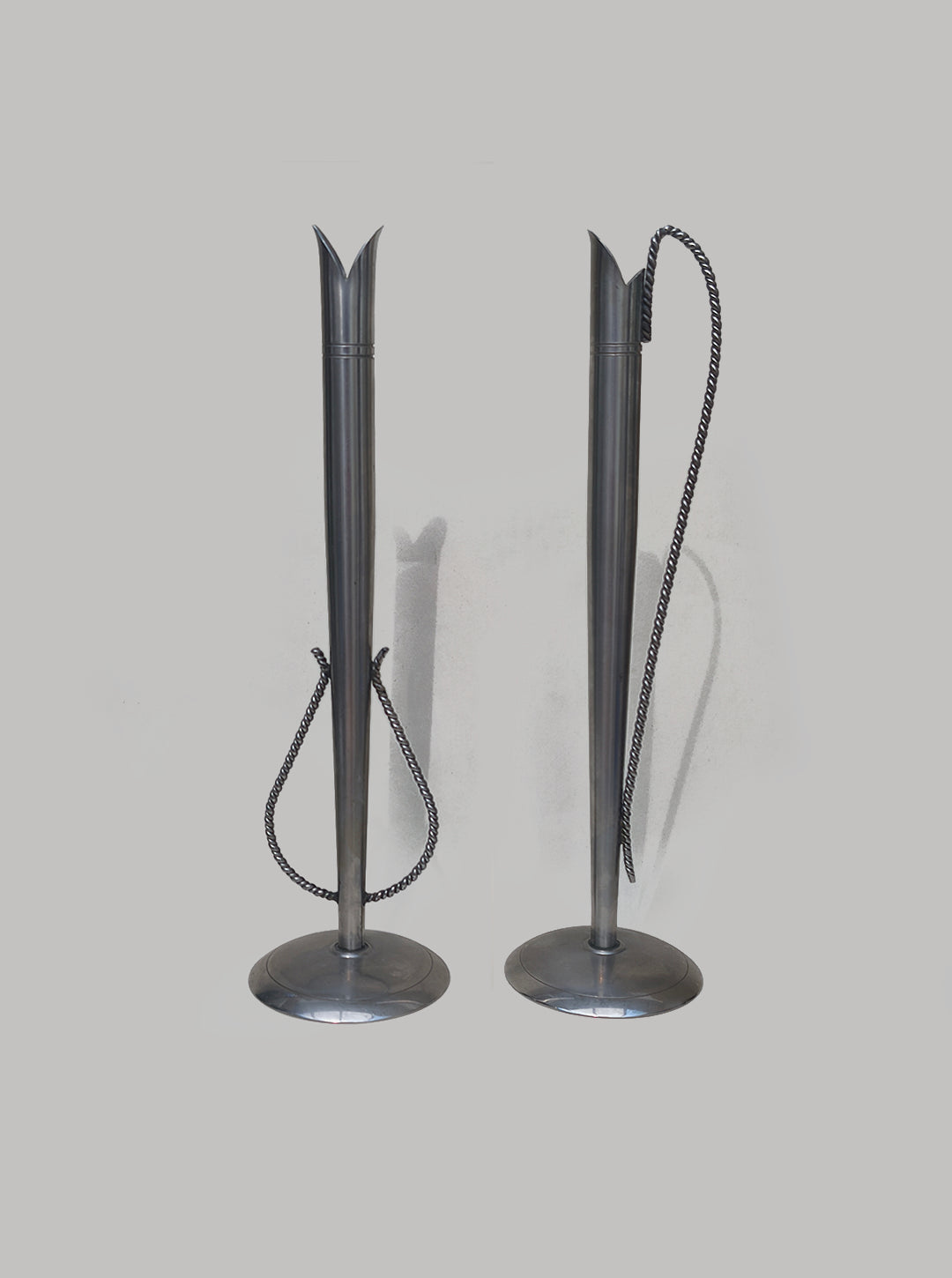 Set von 2 Vintage Vasen "Soliflore" aus Metall
