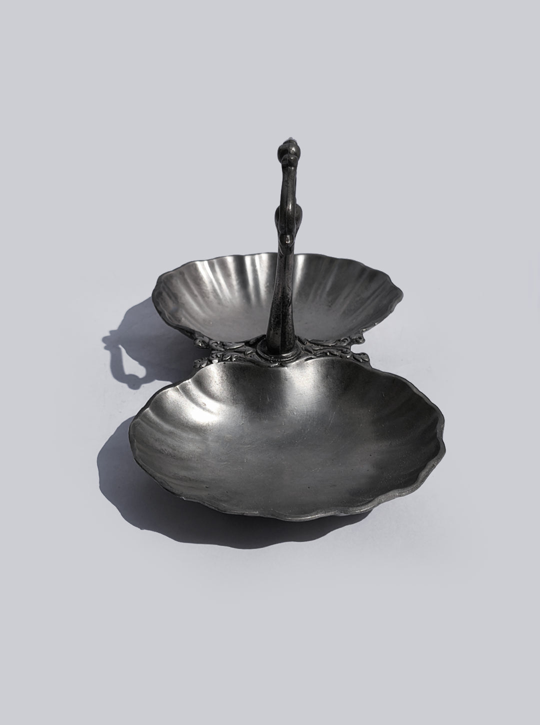 Vintage Doppelschale "Pewter Shell Double Tray" aus Zinn