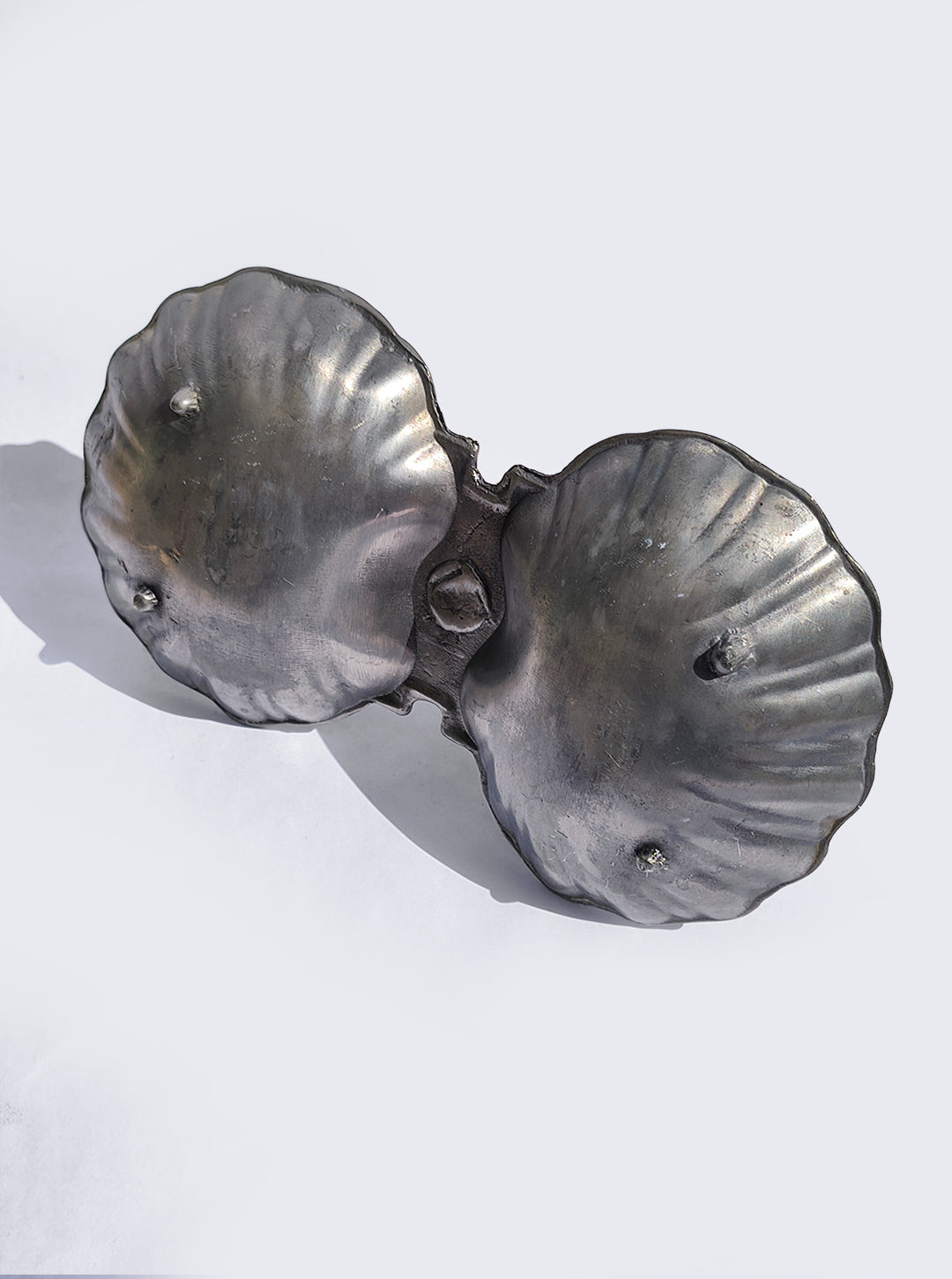 Vintage Doppelschale "Pewter Shell Double Tray" aus Zinn