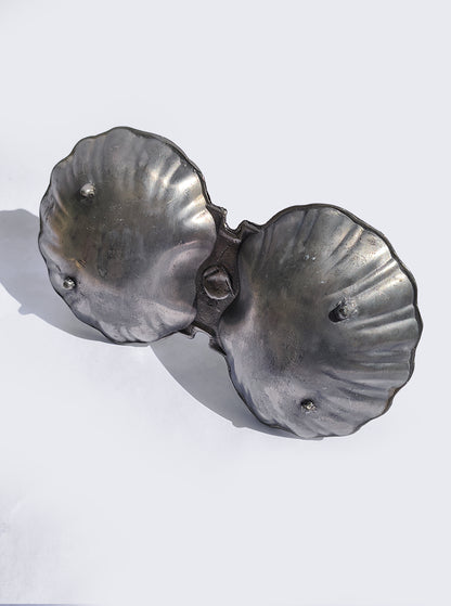 Vintage Doppelschale "Pewter Shell Double Tray" aus Zinn