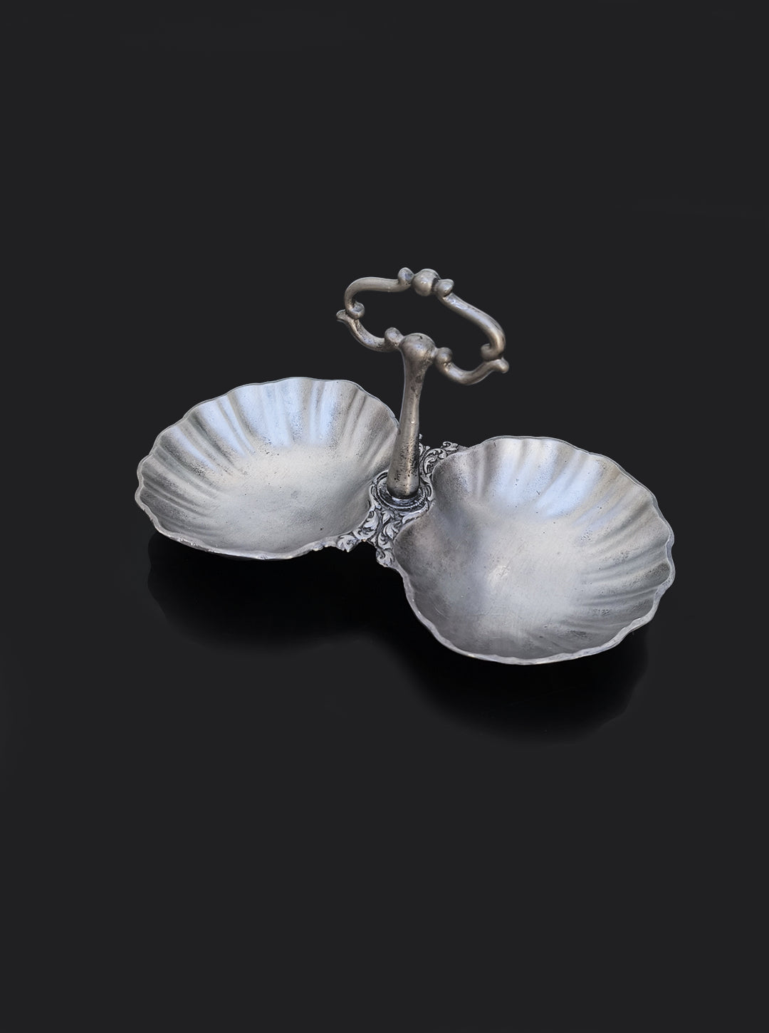Vintage Doppelschale "Pewter Shell Double Tray" aus Zinn