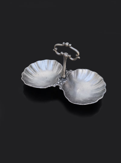 Coupelle double vintage « Pewter Shell Double Tray » en étain