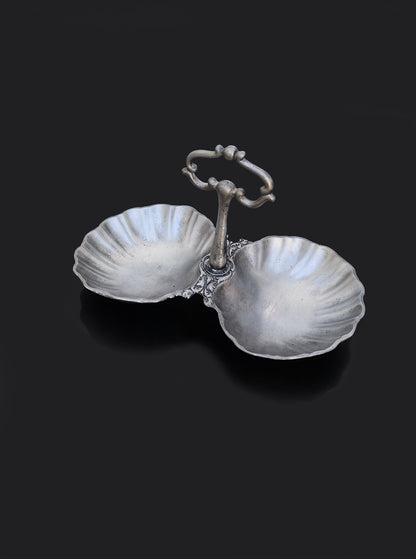 Vintage Doppelschale "Pewter Shell Double Tray" aus Zinn