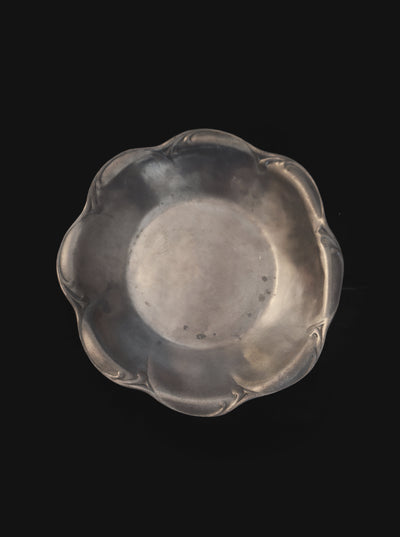 Pewter Serving Bowl with Wavy Rim