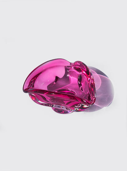 Vintage Aschenbecher aus Glas in Pink, skulptural