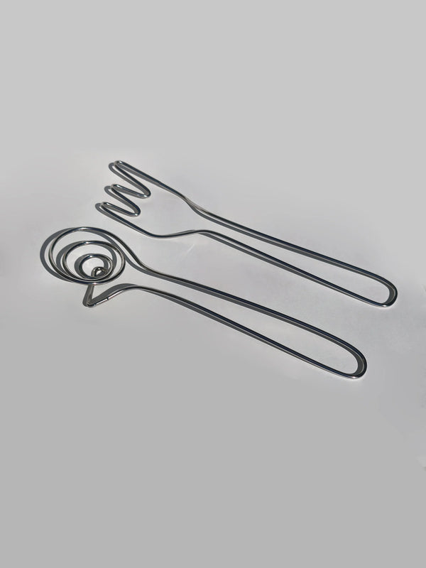 Vintage Salatbesteck Silber Edelstahl