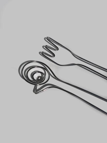 Vintage Salatbesteck Silber Edelstahl