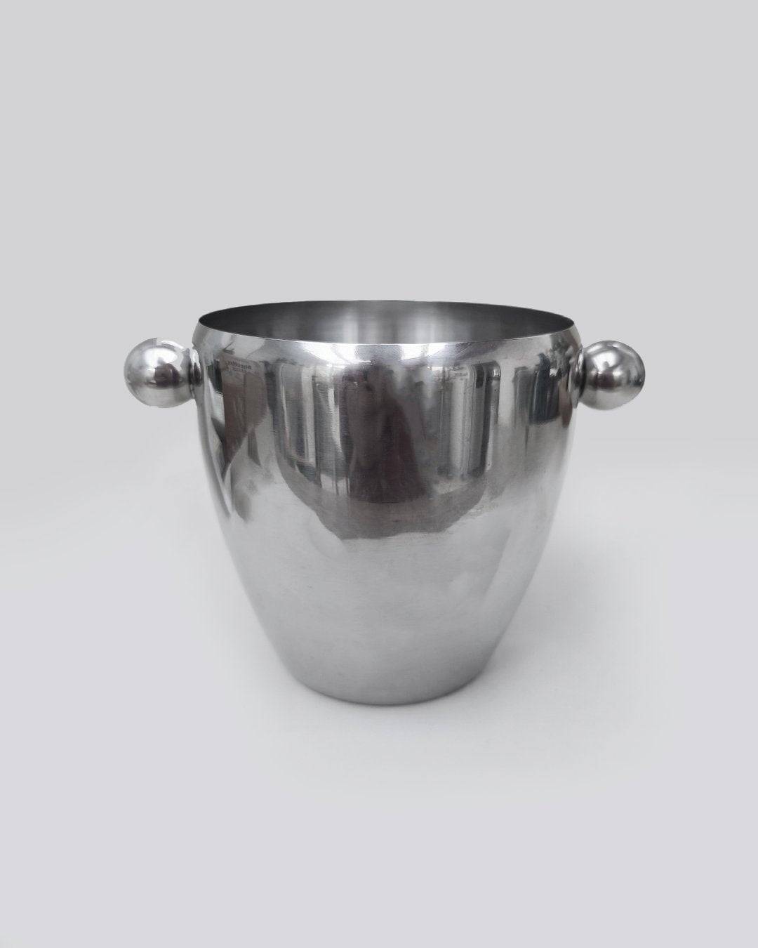 Vintage Eiskühler aus Edelstahl mit Kugelgriffen