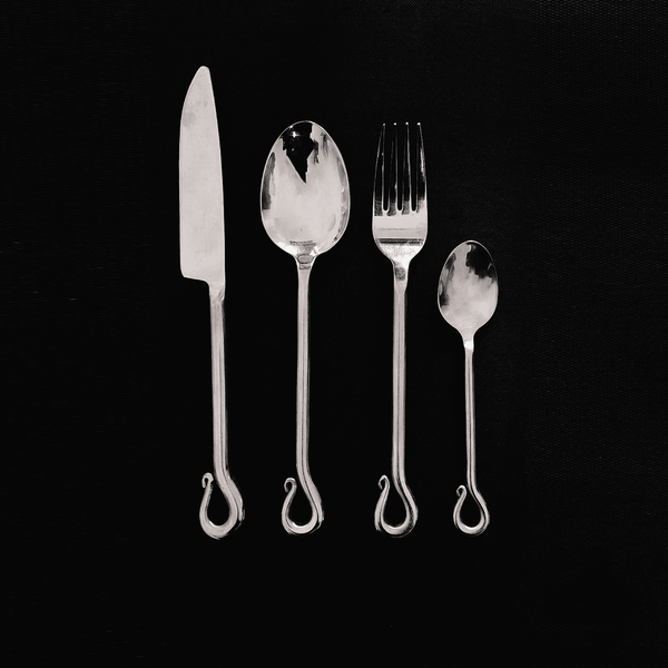 Besteck organisches Design Silber Set von 4