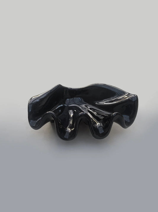 Vintage Keramikschale Muschelform Schwarz