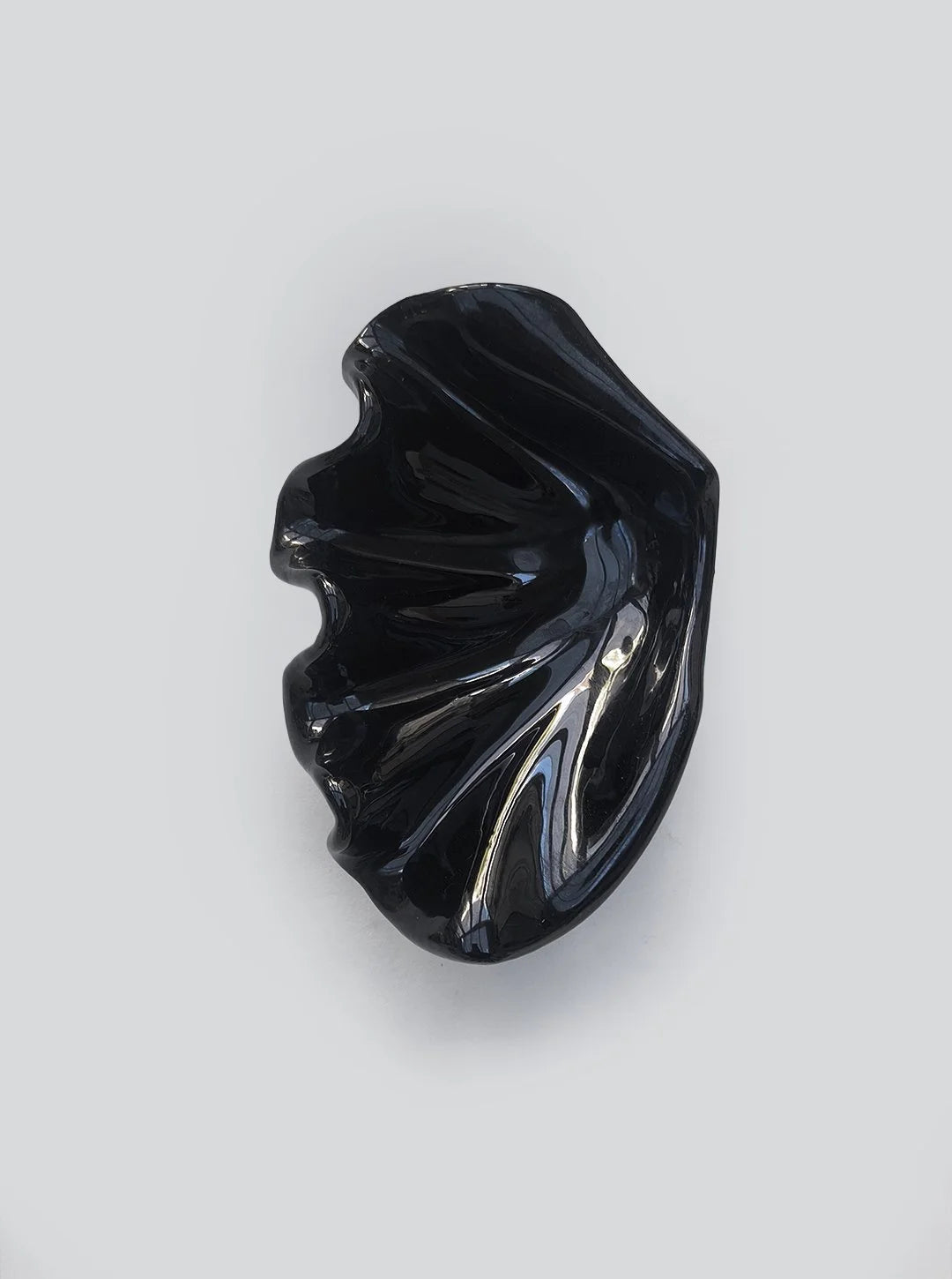 Vintage Keramikschale Muschelform Schwarz