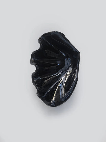 Vintage Keramikschale Muschelform Schwarz