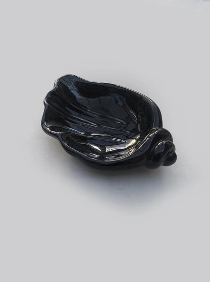 Vintage Keramikschale "Shell" in Schwarz, organische Form