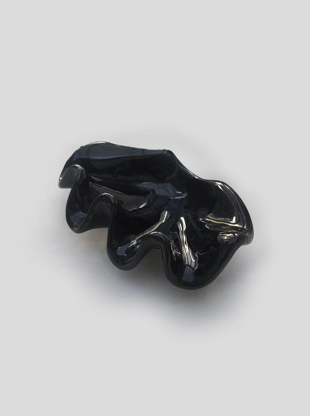 Vintage Keramikschale Muschelform Schwarz