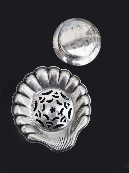 Vintage Butterdose "Coquillor" aus versilbertem Metall, Frankreich