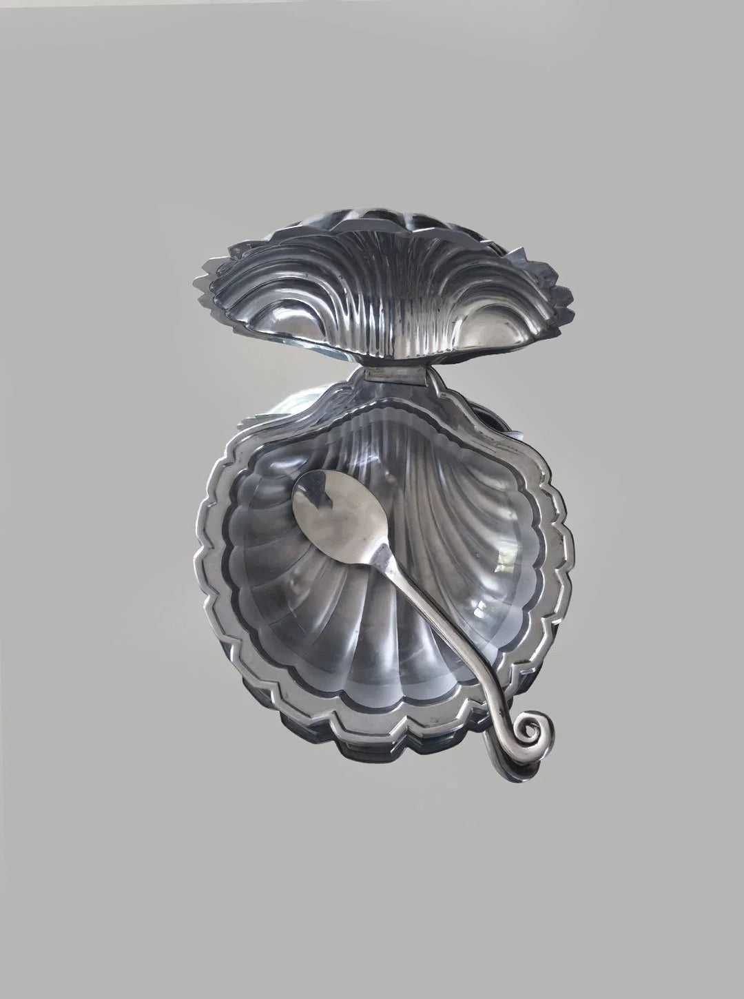 Vintage Butterdose in Muschelform, Silber