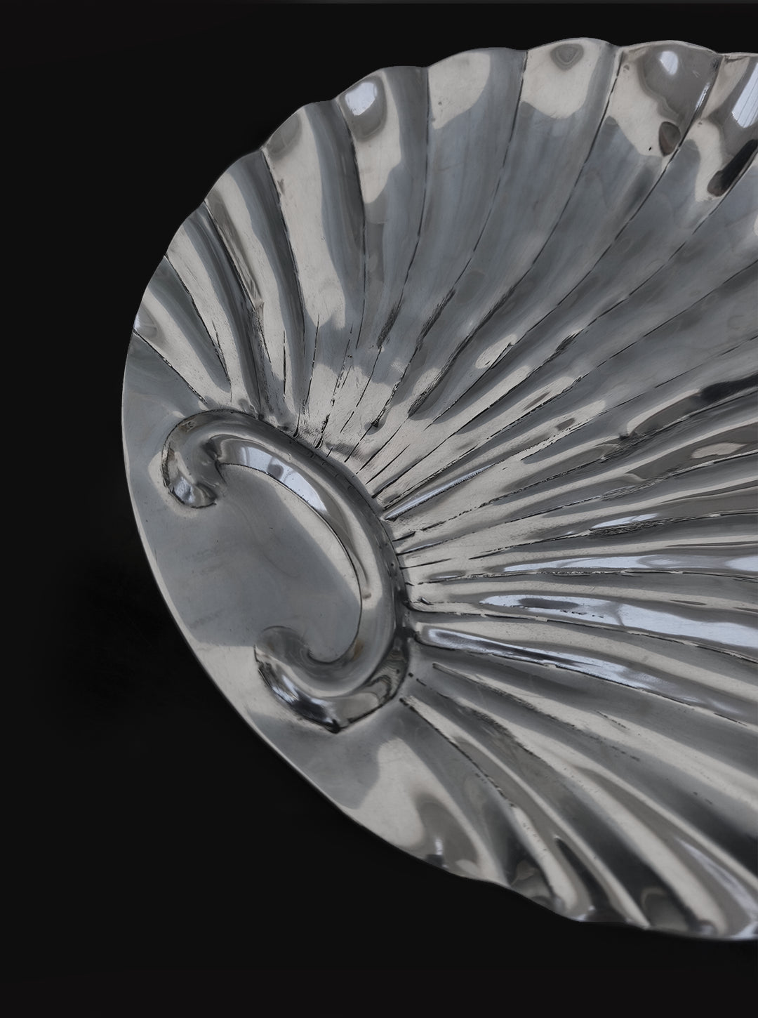 Vintage Muschelschale Hollywood Regency, Metall Silber