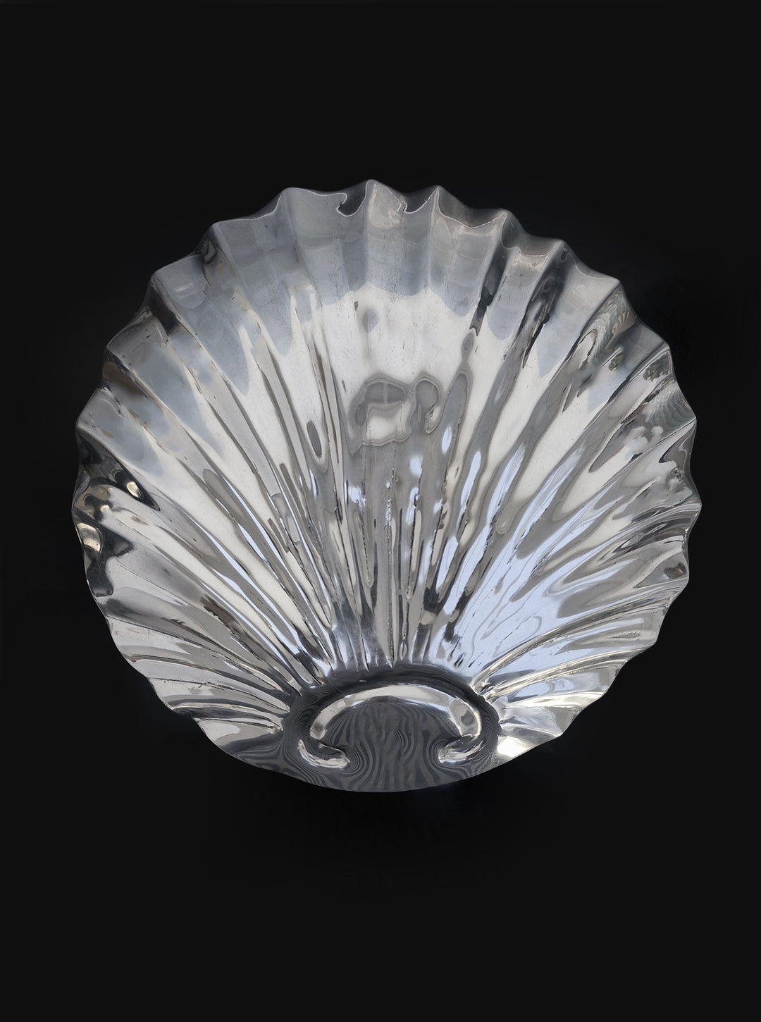 Vintage Muschelschale Hollywood Regency, Metall Silber