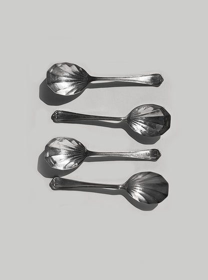 Vintage Löffel Set von 4 Shell Spoons