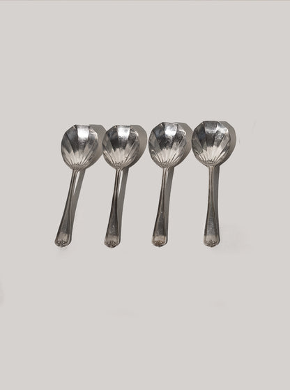 Vintage Löffel Set von 4 Shell Spoons