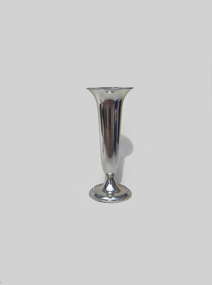 Vintage Vase Trompetenform aus Metall, Silber
