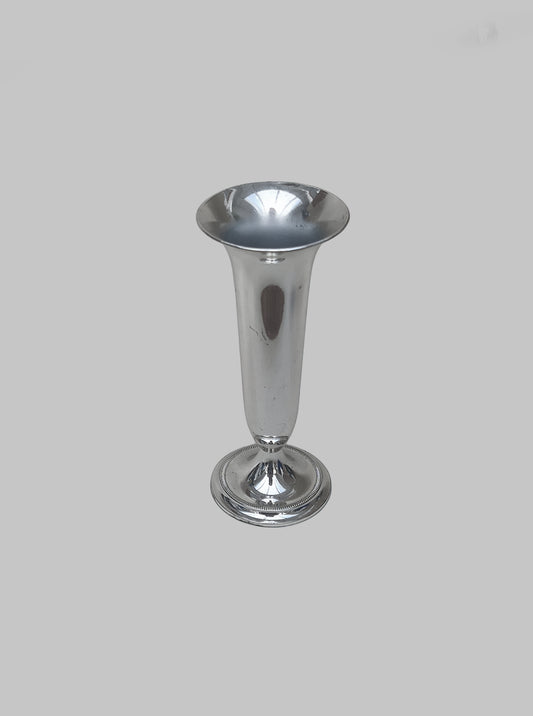 Vintage Vase Trompetenform aus Metall, Silber