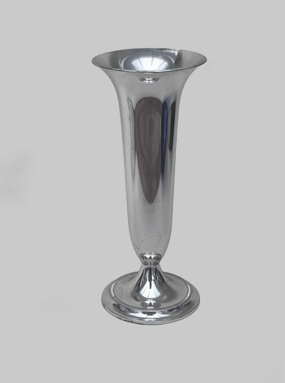 Vintage Vase Trompetenform aus Metall, Silber