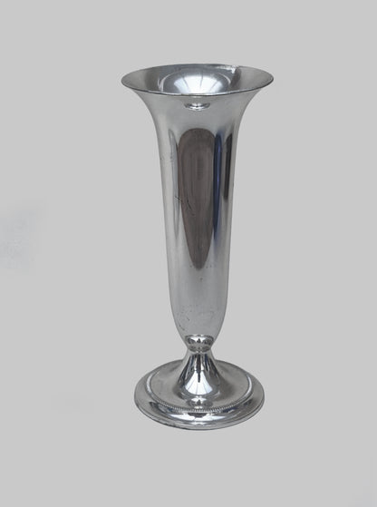 Vintage Vase Trompetenform aus Metall, Silber