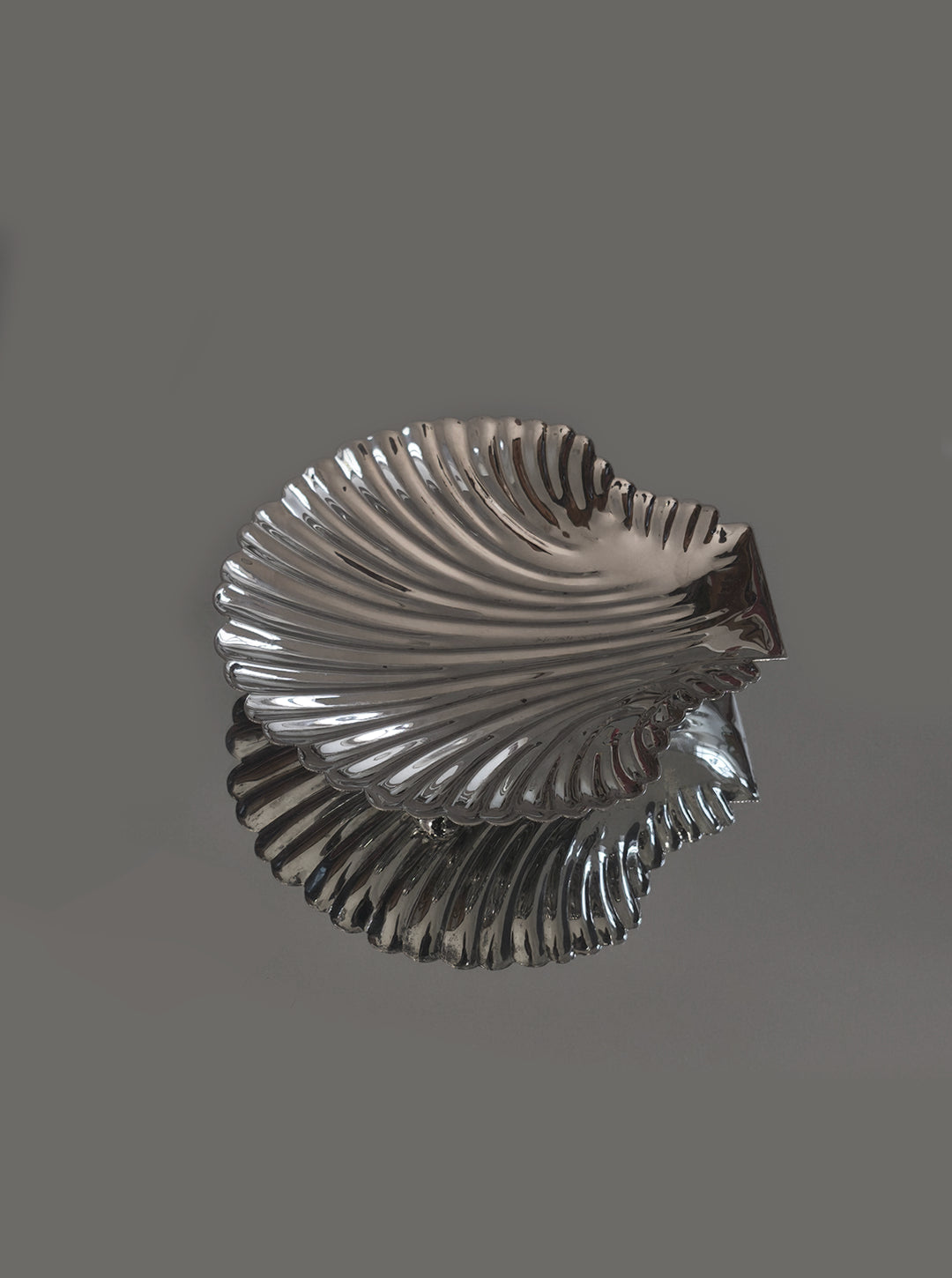 Vintage Vide-poche Muschelschale silberfarben