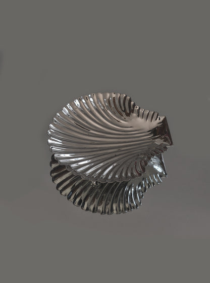 Vintage Vide-poche Muschelschale silberfarben