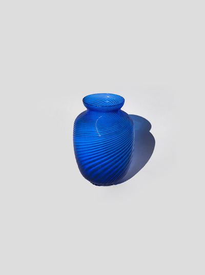 Mini vase en verre vintage bleu cobalt