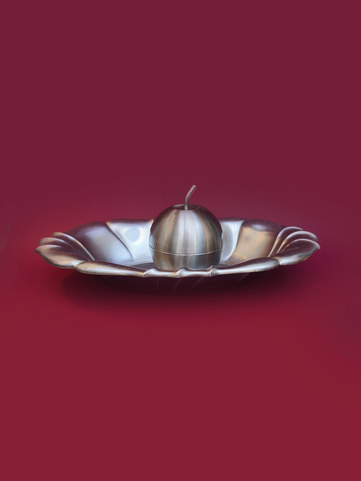 Vintage Servierschale oval Chromstahl mit Reliefrand