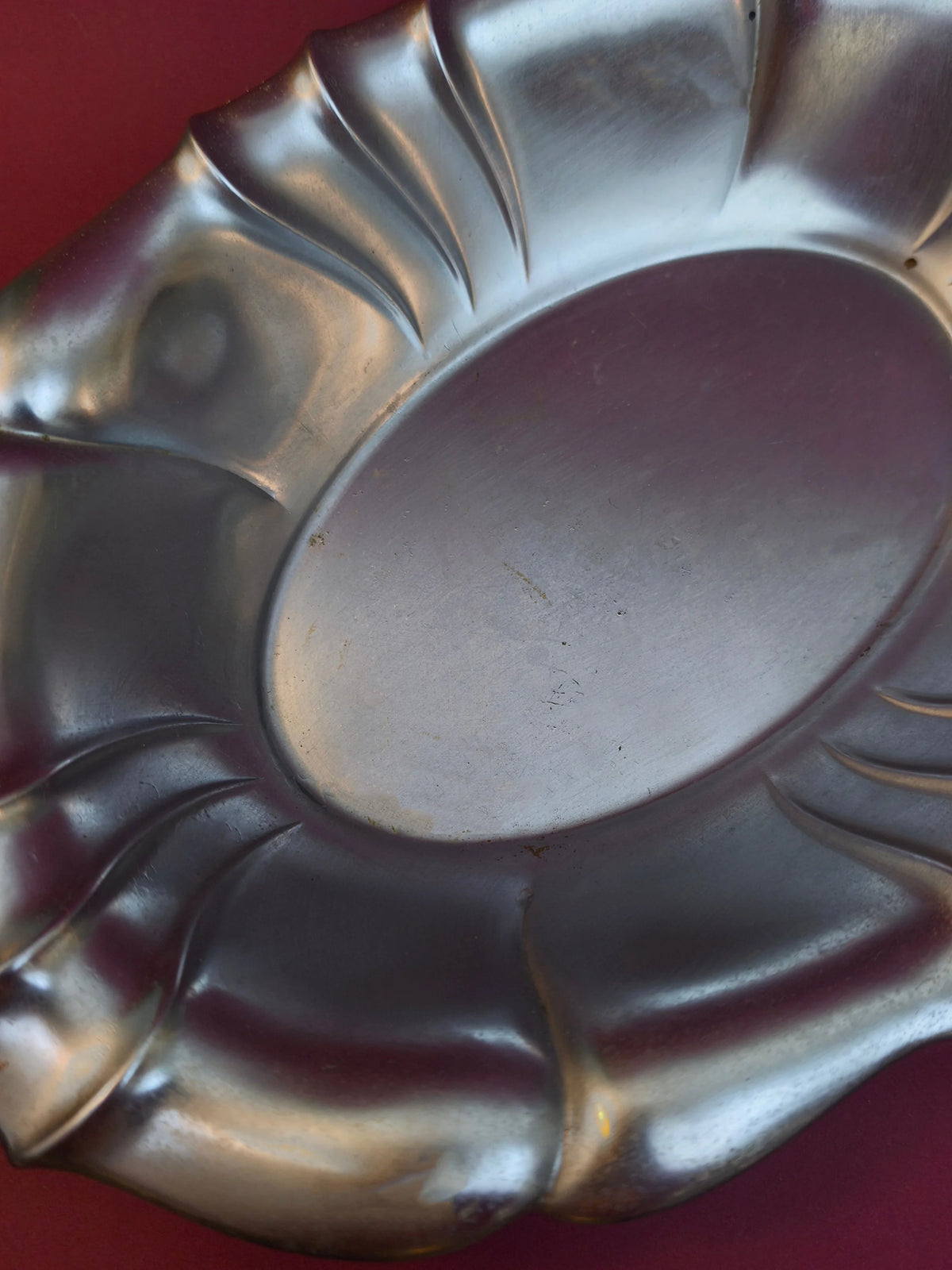 Vintage Servierschale oval Chromstahl mit Reliefrand