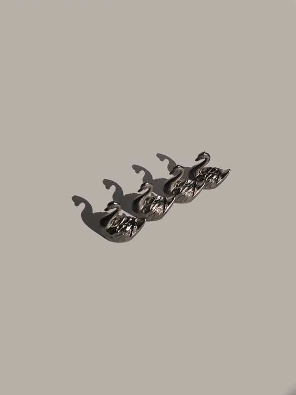 Set von 6 Vintage Schwan-Namenskartenhalter