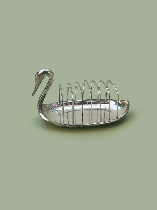 Vintage Toastständer "Schwan" aus versilbertem Metall