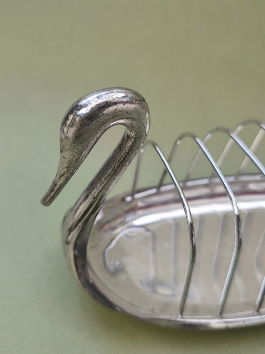 Vintage Toastständer "Schwan" aus versilbertem Metall