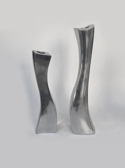 Set von 2 Vintage Kerzenhalter Twisted aus Metall