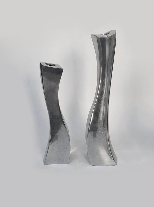 Set von 2 Vintage Kerzenhalter Twisted aus Metall
