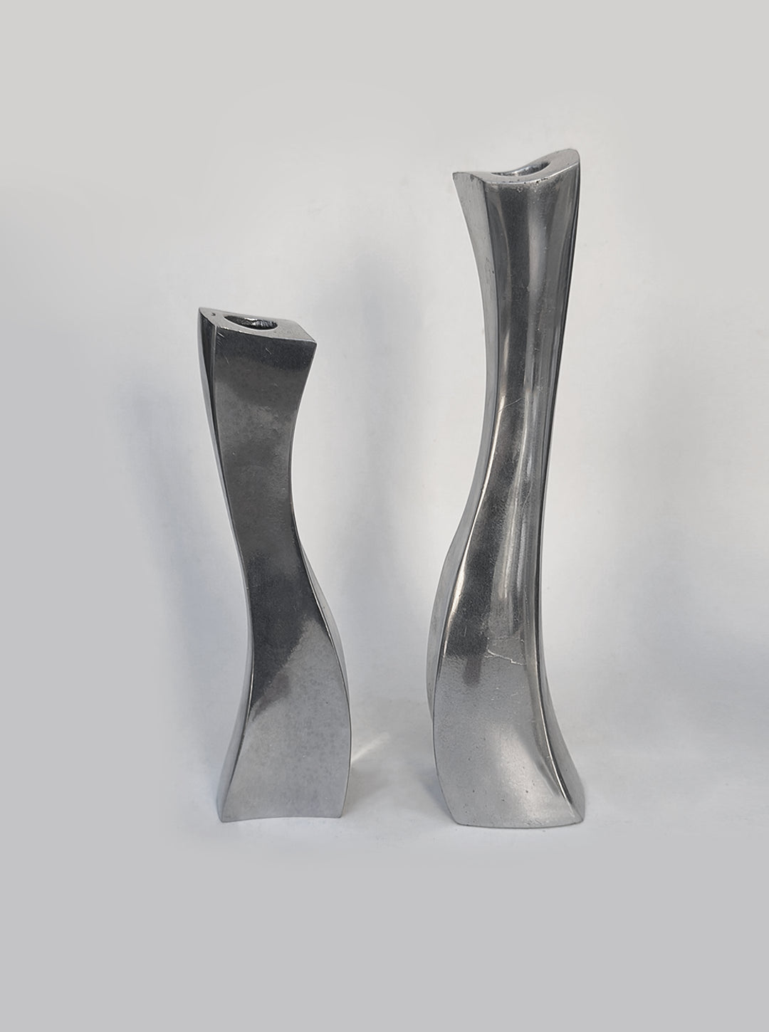 Set von 2 Vintage Kerzenhalter Twisted aus Metall
