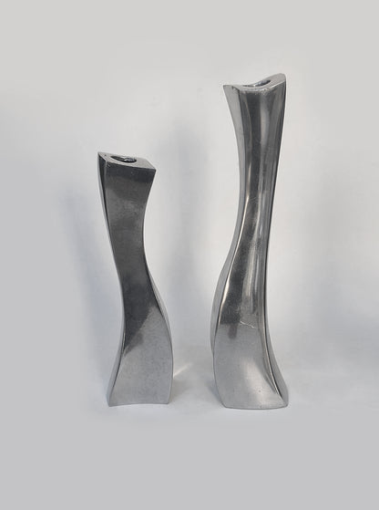 Set von 2 Vintage Kerzenhalter Twisted aus Metall