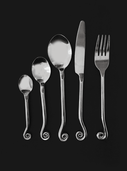 Vintage Cutlery Spiral Shape Silver Set of 5