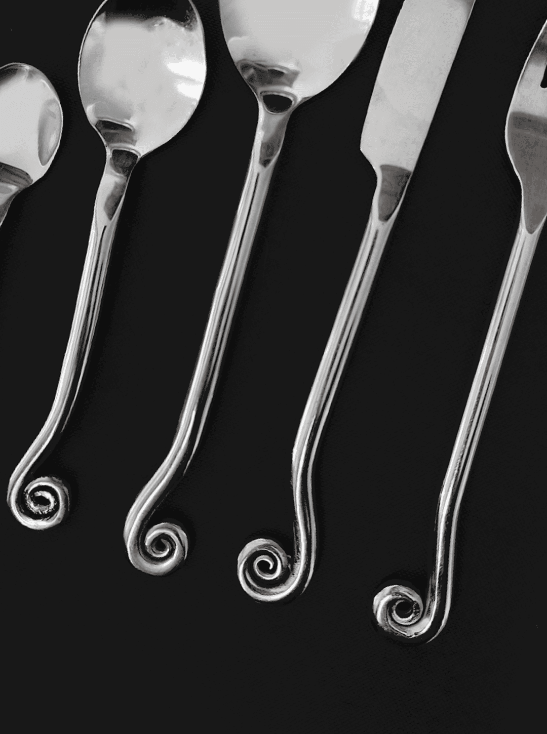 Vintage Cutlery Spiral Shape Silver Set of 5