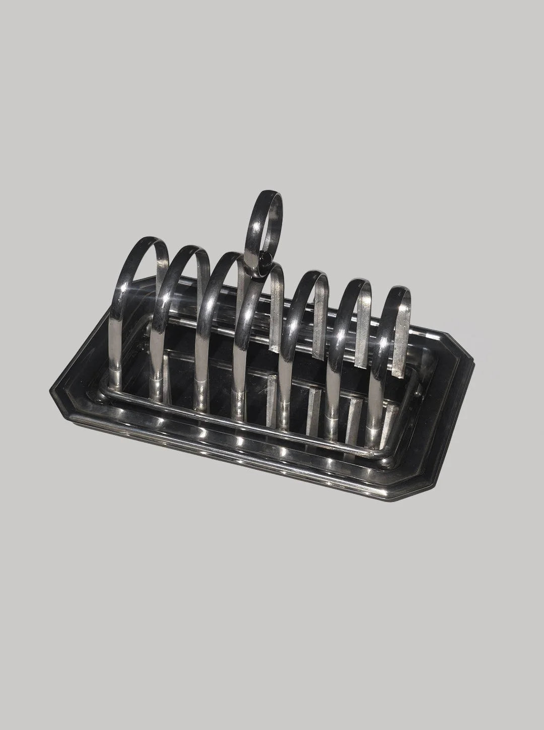 Vintage Toastständer mit Tablett, versilbert