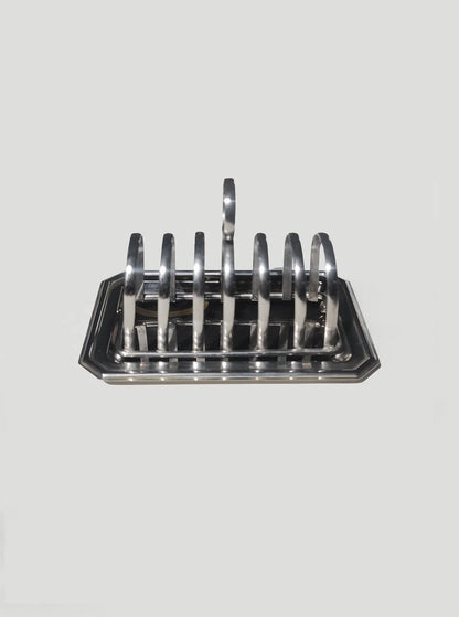 Vintage Toastständer mit Tablett, versilbert